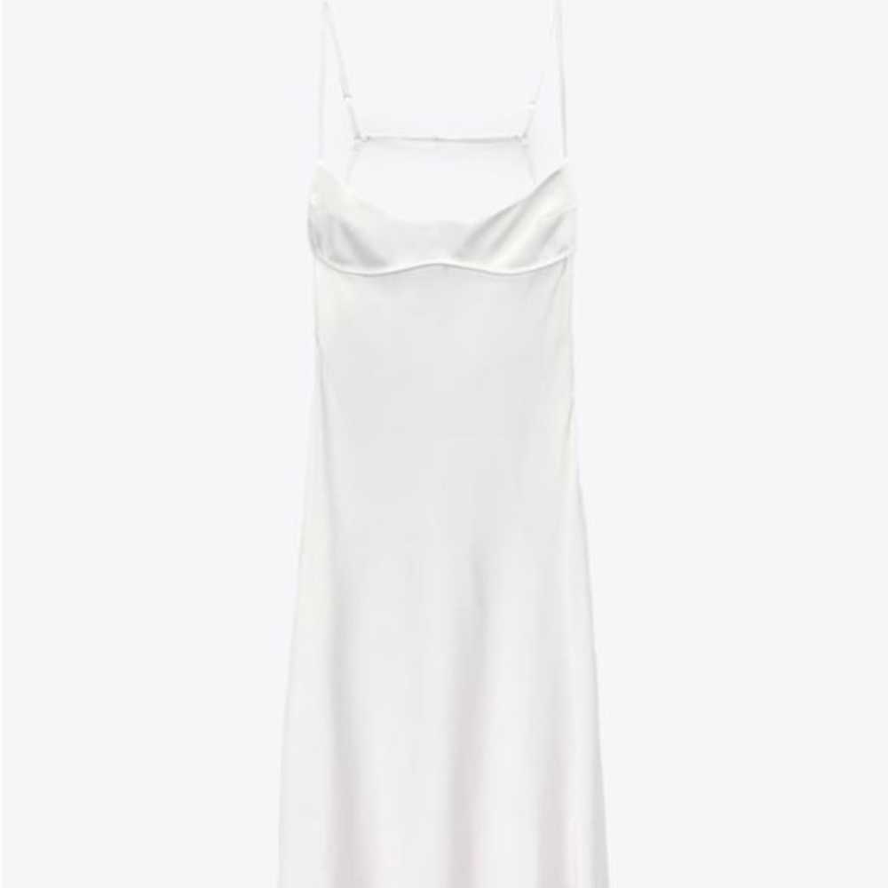 ZARA Satin Effect Dress, white, xsmall